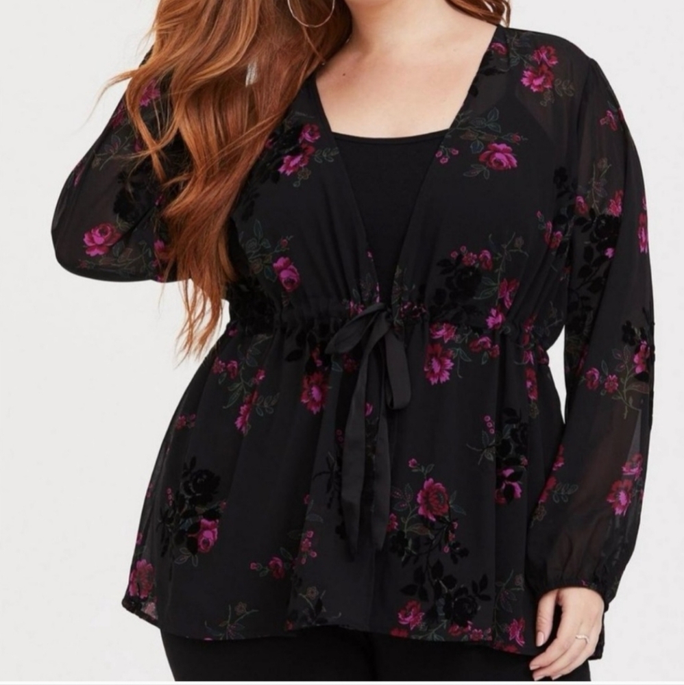 Torrid Flocked Floral Overpiece 14/16